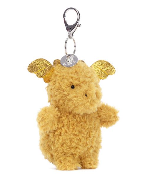 Jellycat Little Dragon bag charm - Yellow