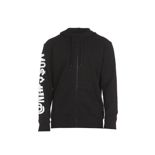 Embroidered Logo Cotton Hoodie — Black