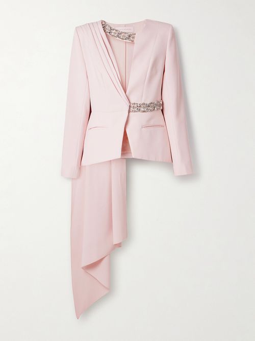 Sabina Embellished Draped Crepe Jacket - Pink