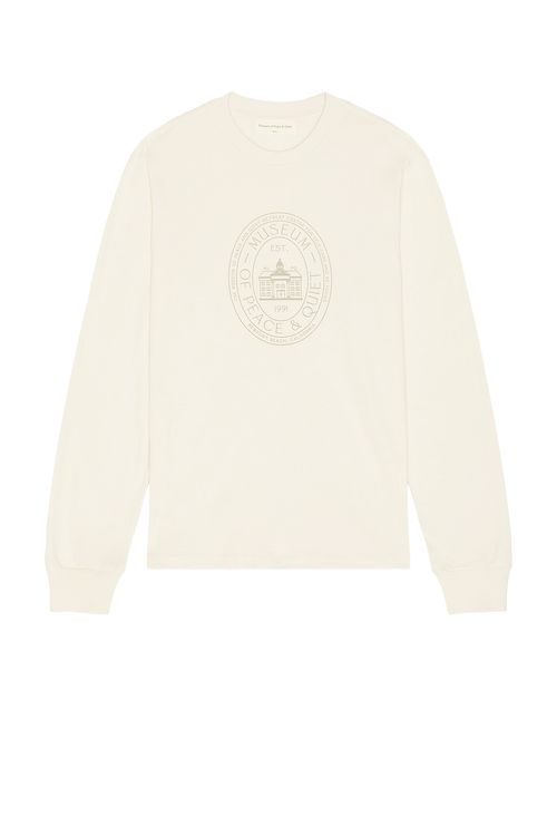 Museum of Peace and Quiet Retreat Center Long Sleeve Shirt in Bone - White. XS also in L, M, S, XL/1X