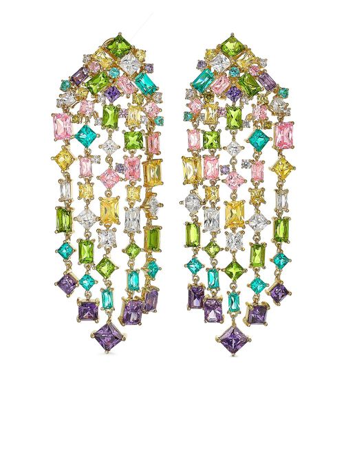 18kt gold Cascade multi-stone earrings - Blue