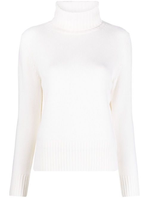 Fine-knit roll-neck jumper - White