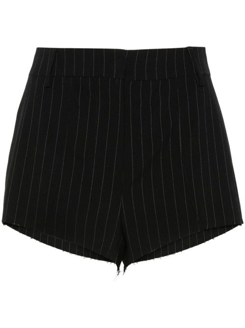 Pinstriped raw-cut shorts - Black