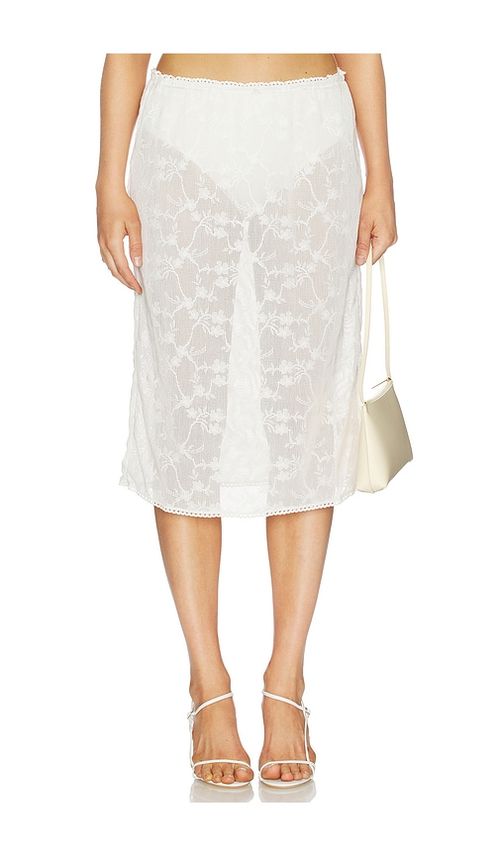 For Love & Lemons Betty Bouquet Coverup Midi Skirt in White. - S also in XS, M