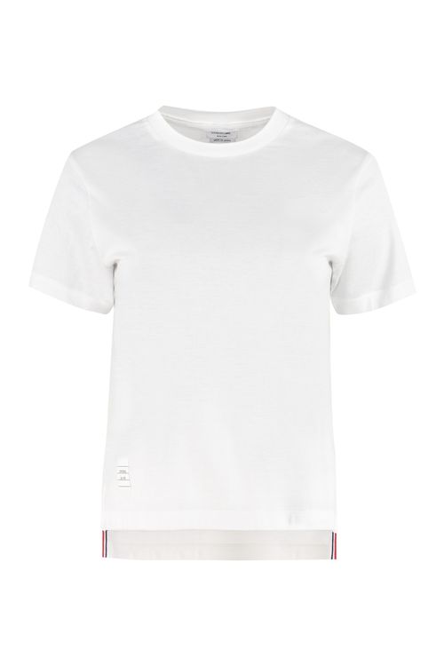 -Inspired Asymmetric Hem Cotton Crew-Neck T-Shirt for Women