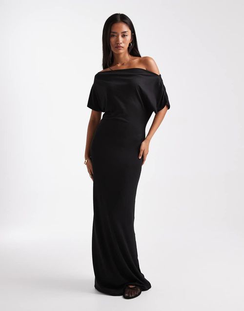Off the shoulder maxi dress in black