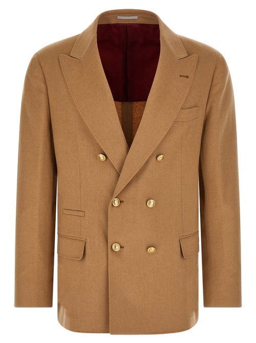 Double-Breasted Camel Blazer — Camel