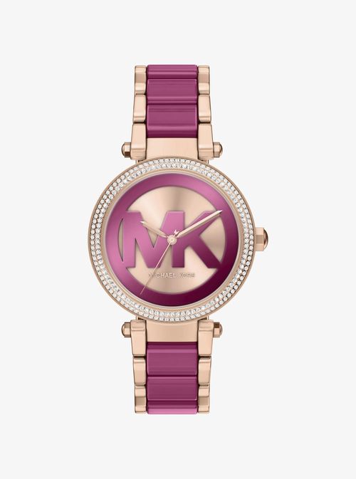 Oversized Parker Pavé Pink-Tone Watch in Rose Gold - One Size