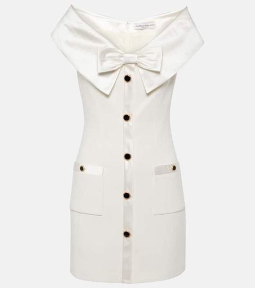 Bow-detail satin-trimmed cady minidress