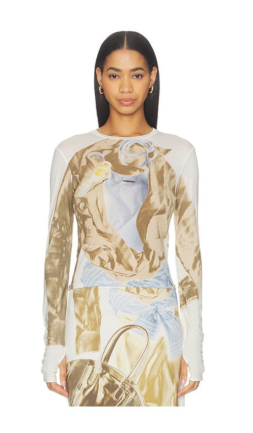 MARRKNULL Printed Top in Cream. - S also in XS