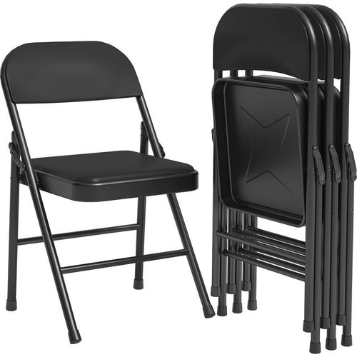 Garvee Folding Chairs Set , PU Upholstered, Metal Frame, 350 lbs Capacity, Portable, Dining Room, Office, Camping