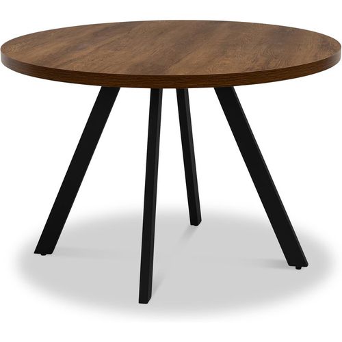 Brooks 110cm Industrial Dark Oak Round Dining Table | Roseland