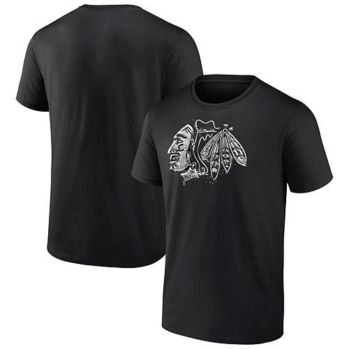 Men's Fanatics Black Chicago Blackhawks Iced Out T-Shirt - Size Large