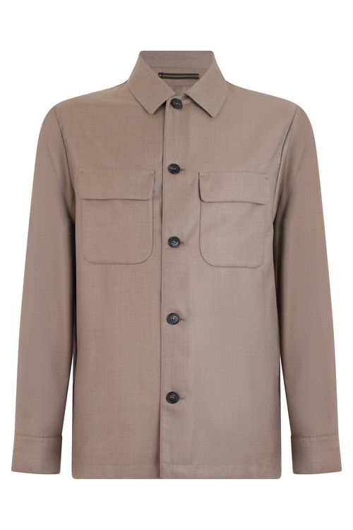 Virgin Wool Buttoned Jacket — Beige