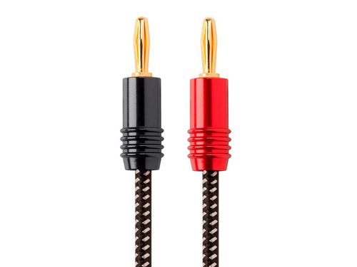 Speaker Wire, Braided with Banana Plugs, 2-Conductor, 14AWG, 3ft