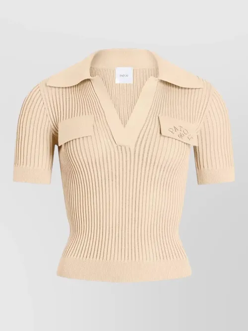 Patou - embroidered cotton knit polo shirt