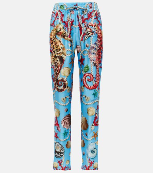 Capri printed silk straight pants