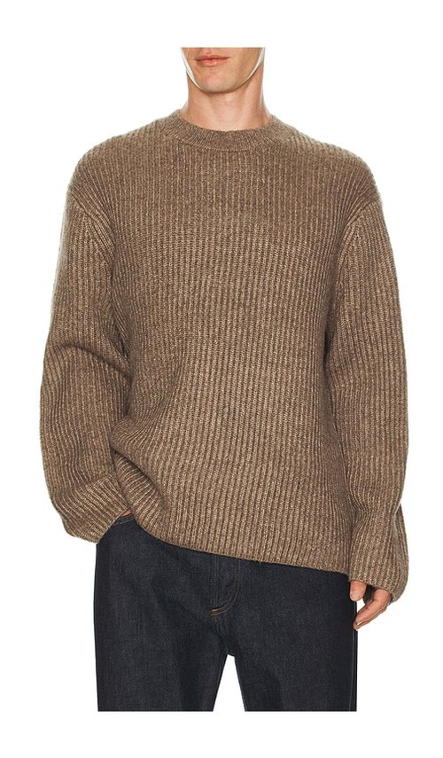 Theory Wool Cotton Long Sleeve Crew Neck Sweater in Grey. L. Also in