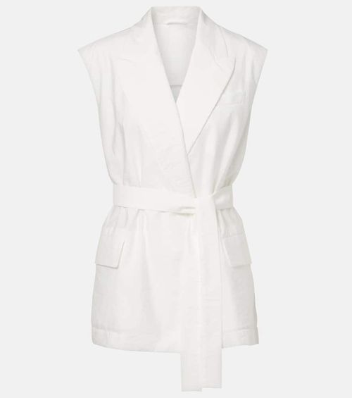 Belted cotton-blend vest