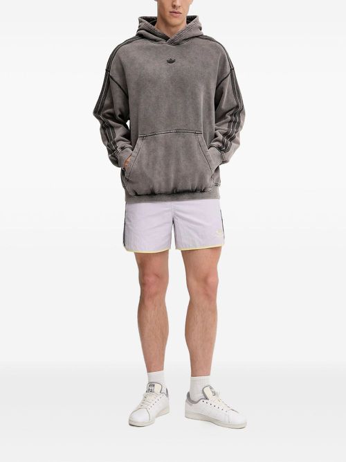 Embroidered-detail stripe-sleeve hoodie - Black