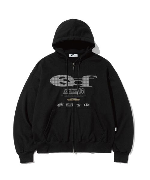 Pattern ESCF Logo Collage Print Two-Way Hoodie Zip-Up