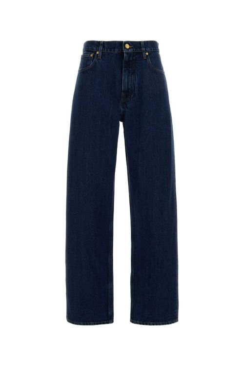 Wide-Leg Denim Jeans — Navy