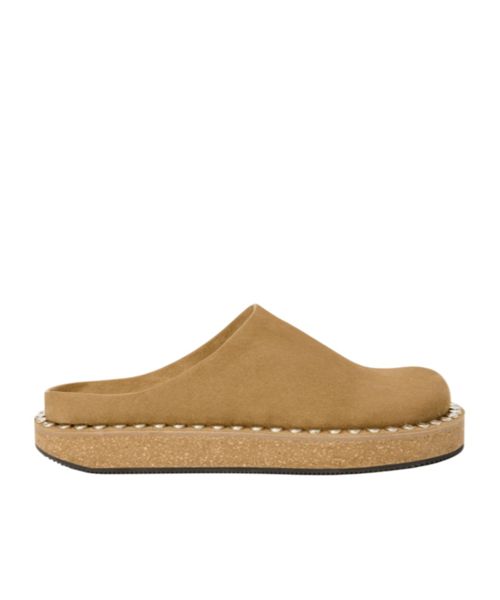 Rivet mule in calfskin suede