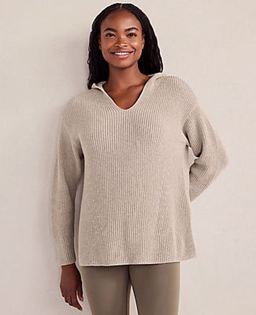 Ann Taylor Haven Well Within Organic Cotton Cashmere Shaker Stitch Hoodie