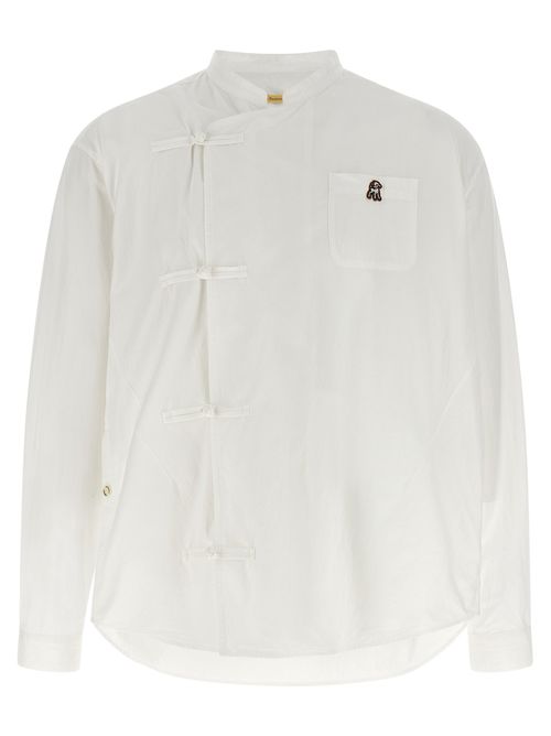 Cotton Mandarin Collar Overshirt — White
