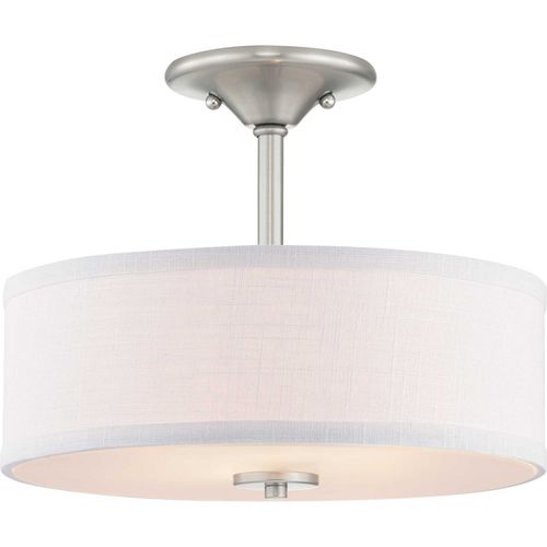 Brushed Nickel Two Light Semi-Flush Mount from the Inspire Collection