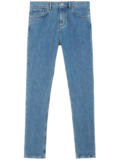 Logo-patch mid-rise straight-leg jeans - Blue
