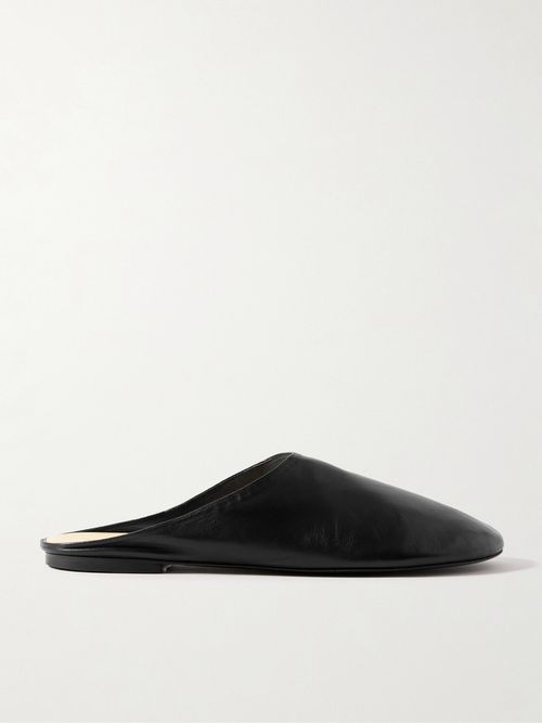 Glove Leather Slippers - Black