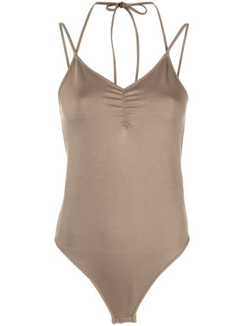 V-neck sleeveless blouse - Brown