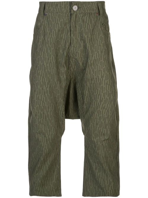 Graphic-print drop-crotch trousers - Green
