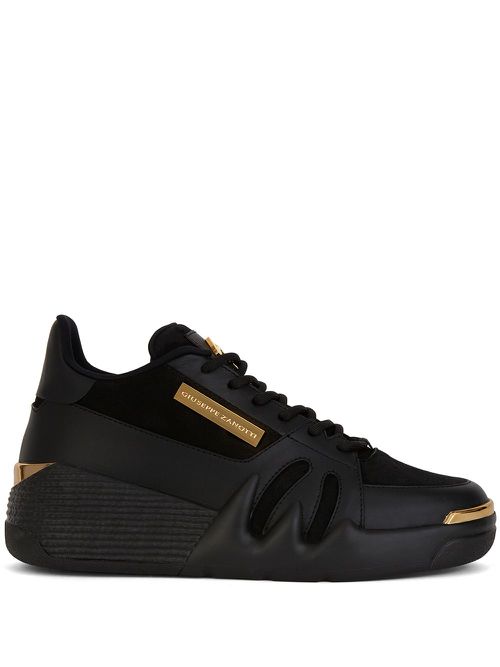 Tonal panelled perforated sneakers - Black
