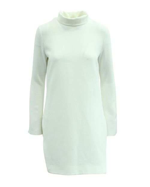 Mock Collar Top in White Polyester
