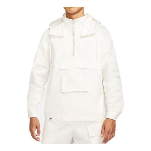 Sportswear Half Zipper Sports Hooded Jacket White