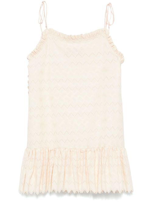 Zigzag pattern mini dress - Neutrals