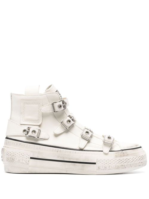 Rainbow distressed-finish sneakers - White