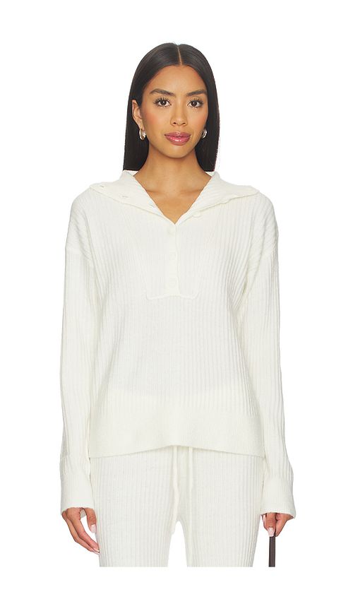 Bobi Button Funnel Neck Sweater in Soft White. XL also in L, M