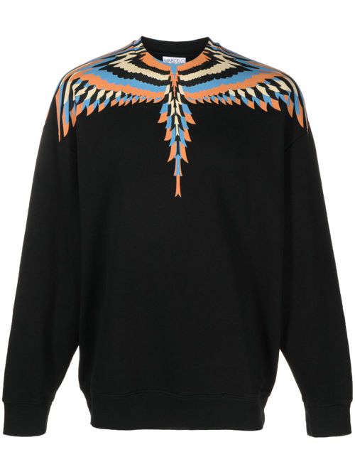 Optical Wings-print cotton sweatshirt - Black
