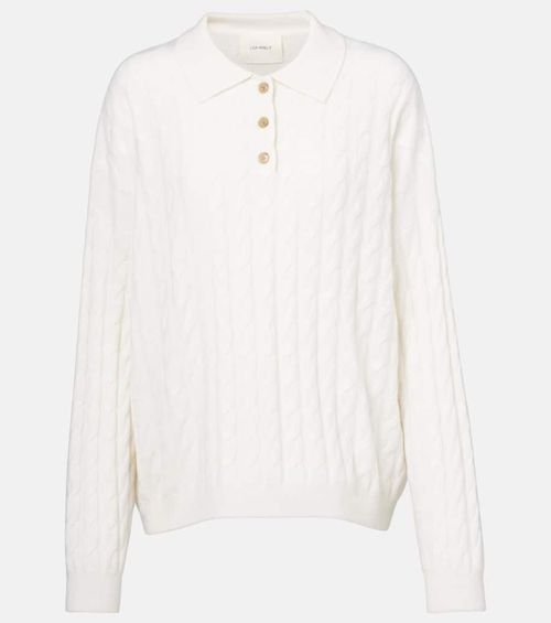 Magnolie cable-knit cashmere polo sweater