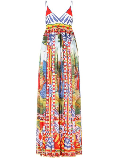 Printed long dress - Red