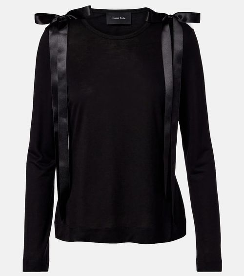 Bow-detail jersey top