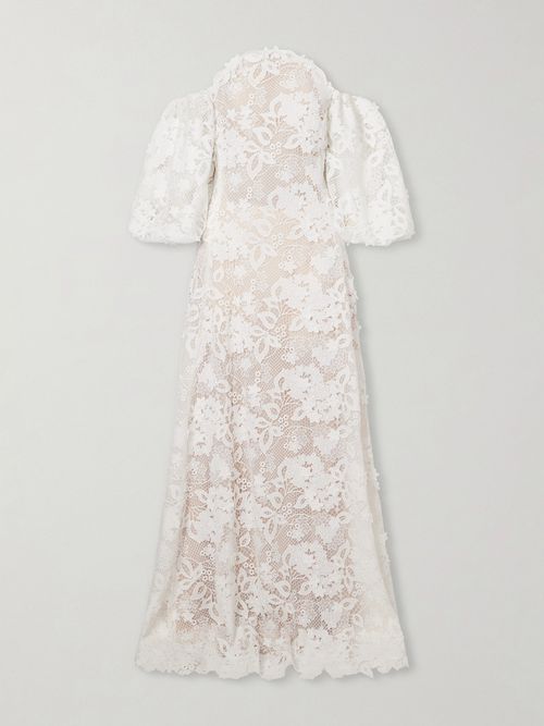 Off-the-shoulder Embroidered Lace Gown