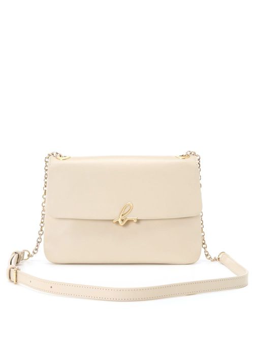 Logo-clasp leather crossbody bag - Neutrals
