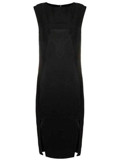 Satin-detail sleeveless dress - Black