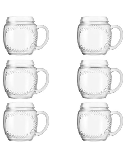 Set of 6 Sports Glassware: Baseball