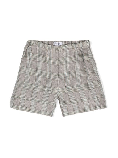 Prince-of-Wales-check linen shorts - Neutrals