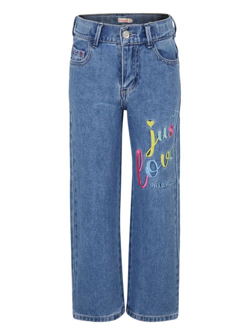 Embroidered straight jeans - Blue